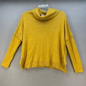 Anthropologie Sweater Women's XS Gold Orley Ruffled Oversized Cowl Neck Cozy